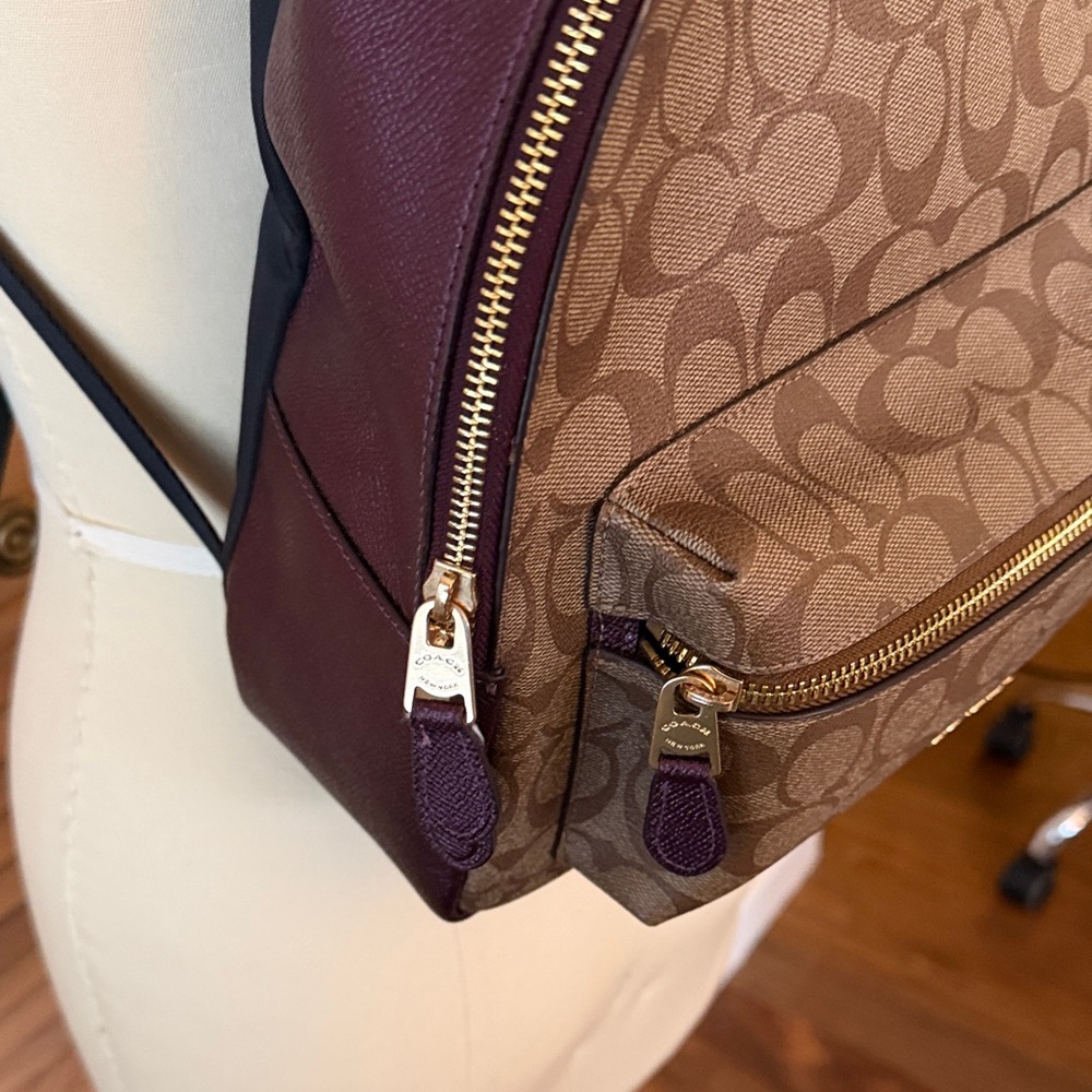Coach Brown and Tan Signature Backpack - Picture 2 of 8